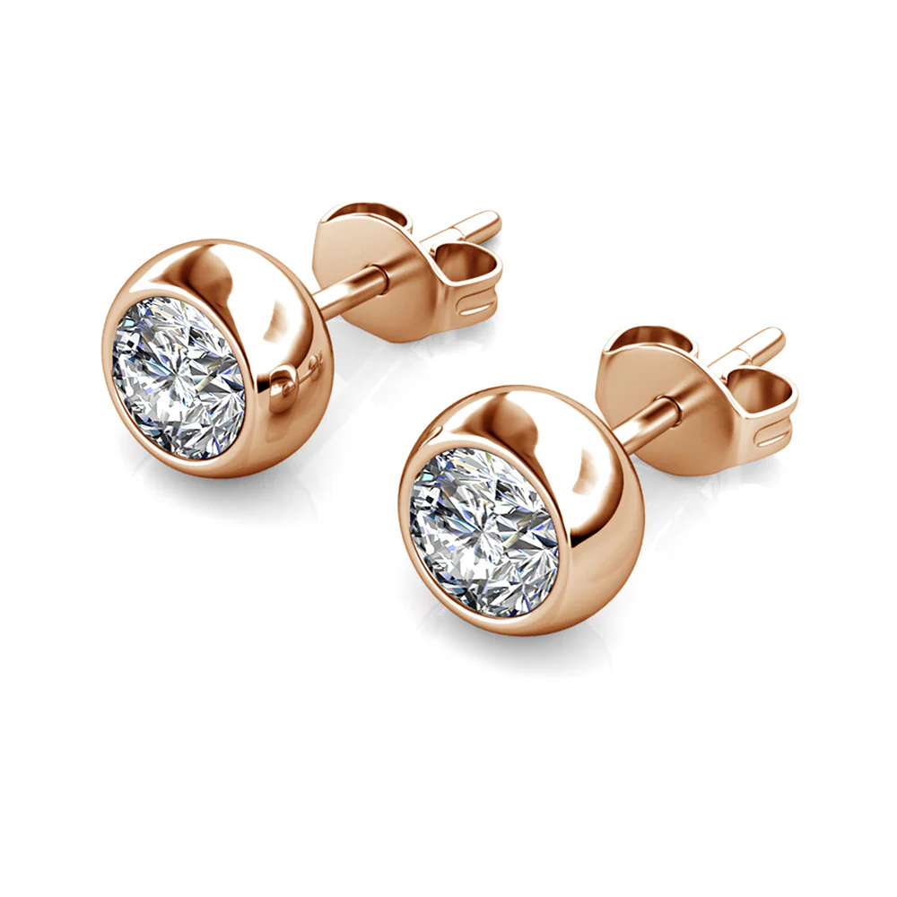 Blaire 18k White Gold Plated Stud Earrings with Round Cut Swarovski Crystals - Image 18