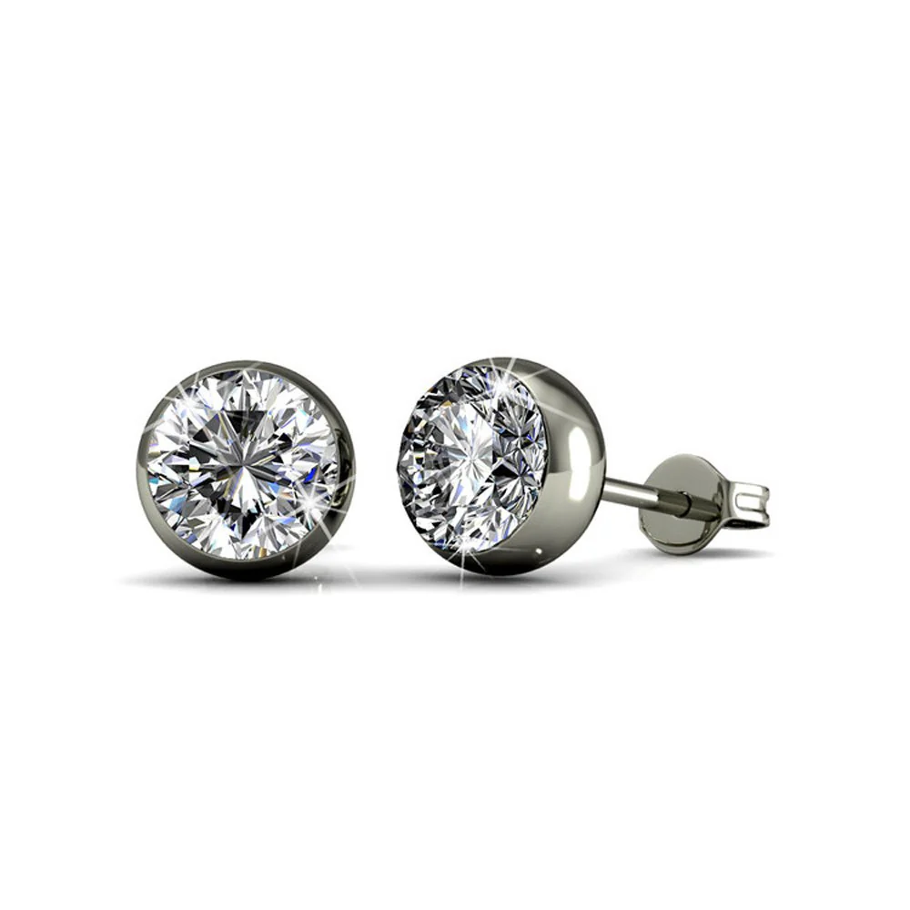 Blaire 18k White Gold Plated Stud Earrings with Round Cut Swarovski Crystals - Image 8
