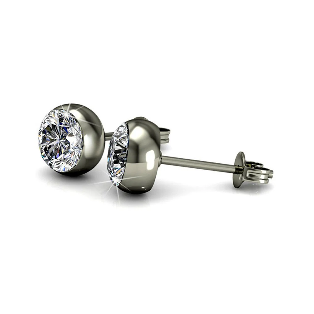 Blaire 18k White Gold Plated Stud Earrings with Round Cut Swarovski Crystals - Image 9