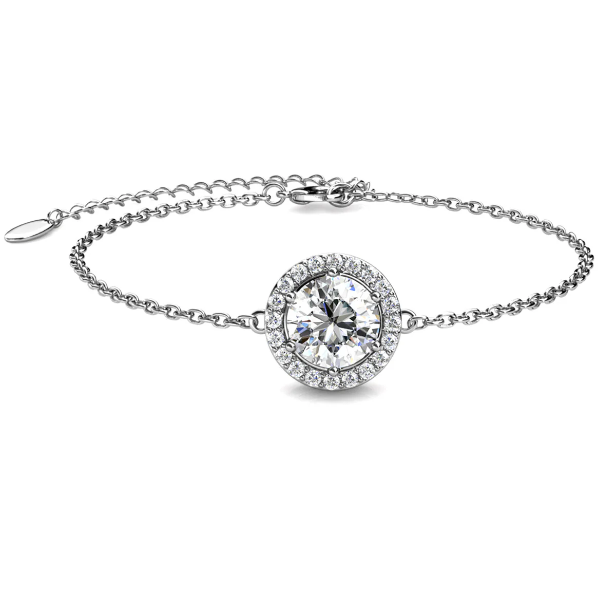 Blake 18k White Gold Plated Halo Bracelet with Swarovski Crystals