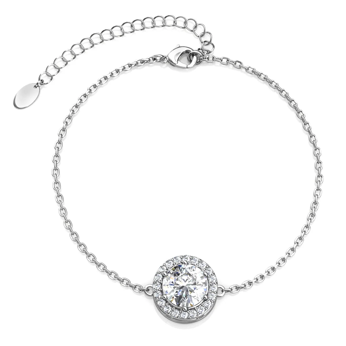 Blake 18k White Gold Plated Halo Bracelet with Swarovski Crystals - Image 7