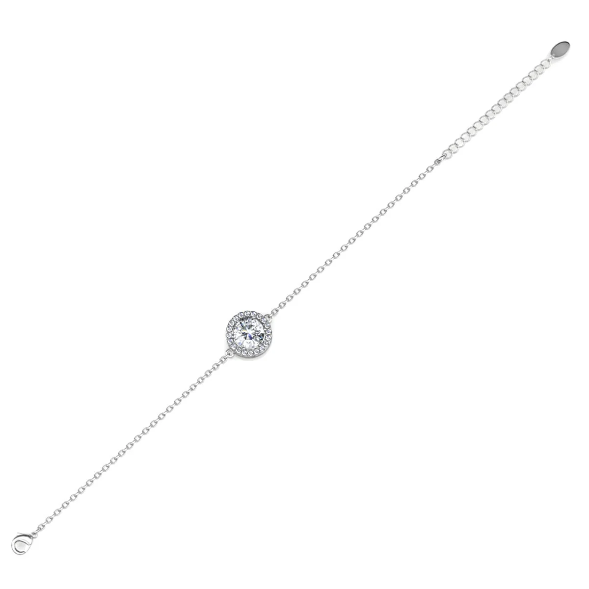 Blake 18k White Gold Plated Halo Bracelet with Swarovski Crystals - Image 9