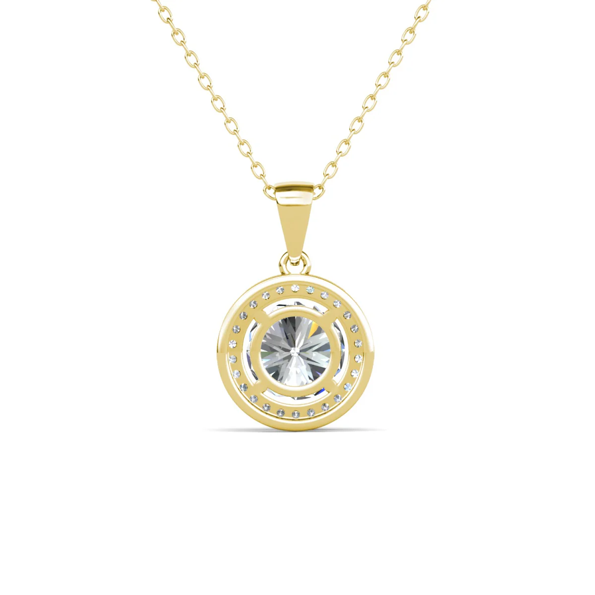 Blake 18k White Gold Plated Halo Pendant Necklace with Simulated Diamond Crystals - Image 14