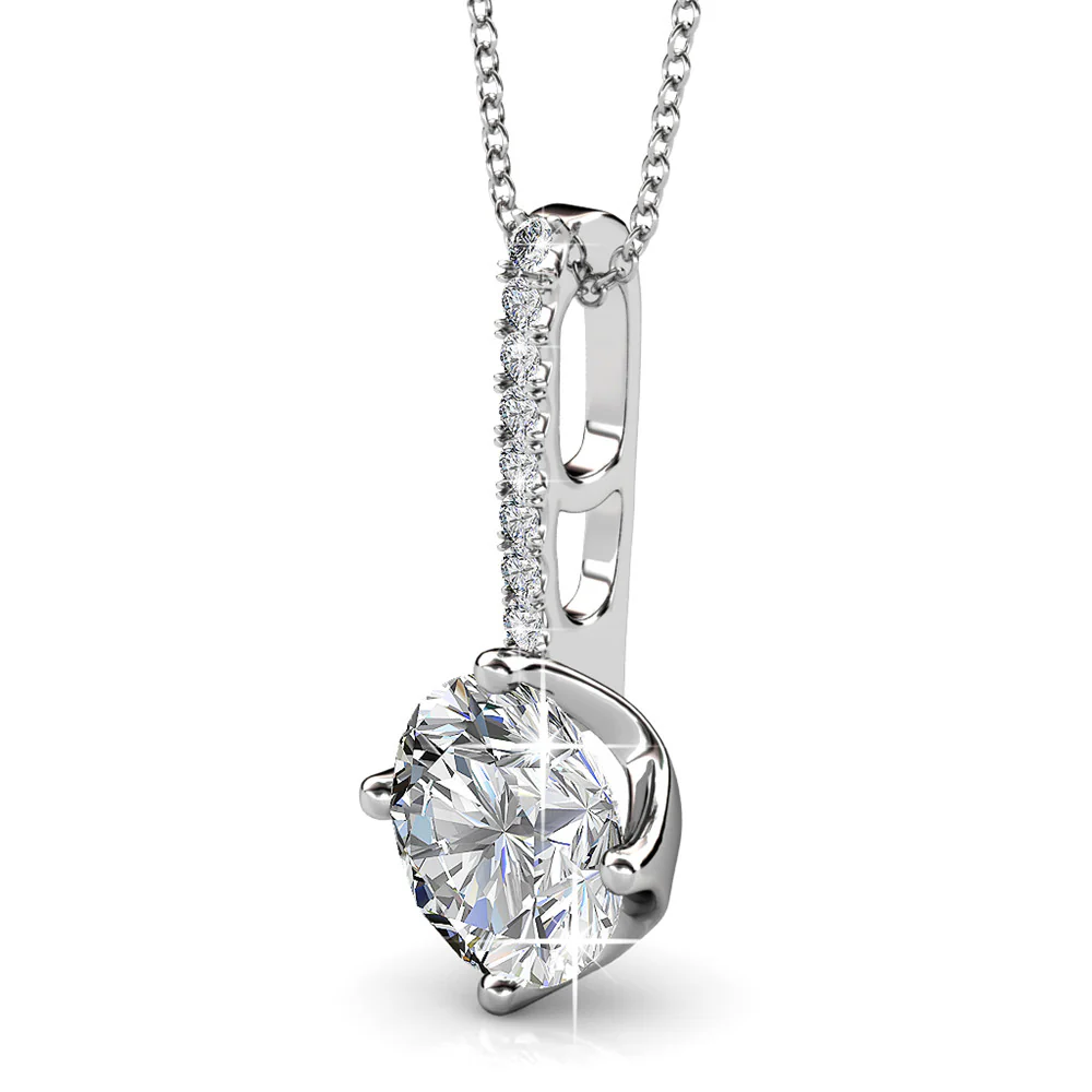 Blythe 18k White Gold Plated Diamond Solitaire Pendant Necklace with Swarovski Crystals — Final Sale - Image 5