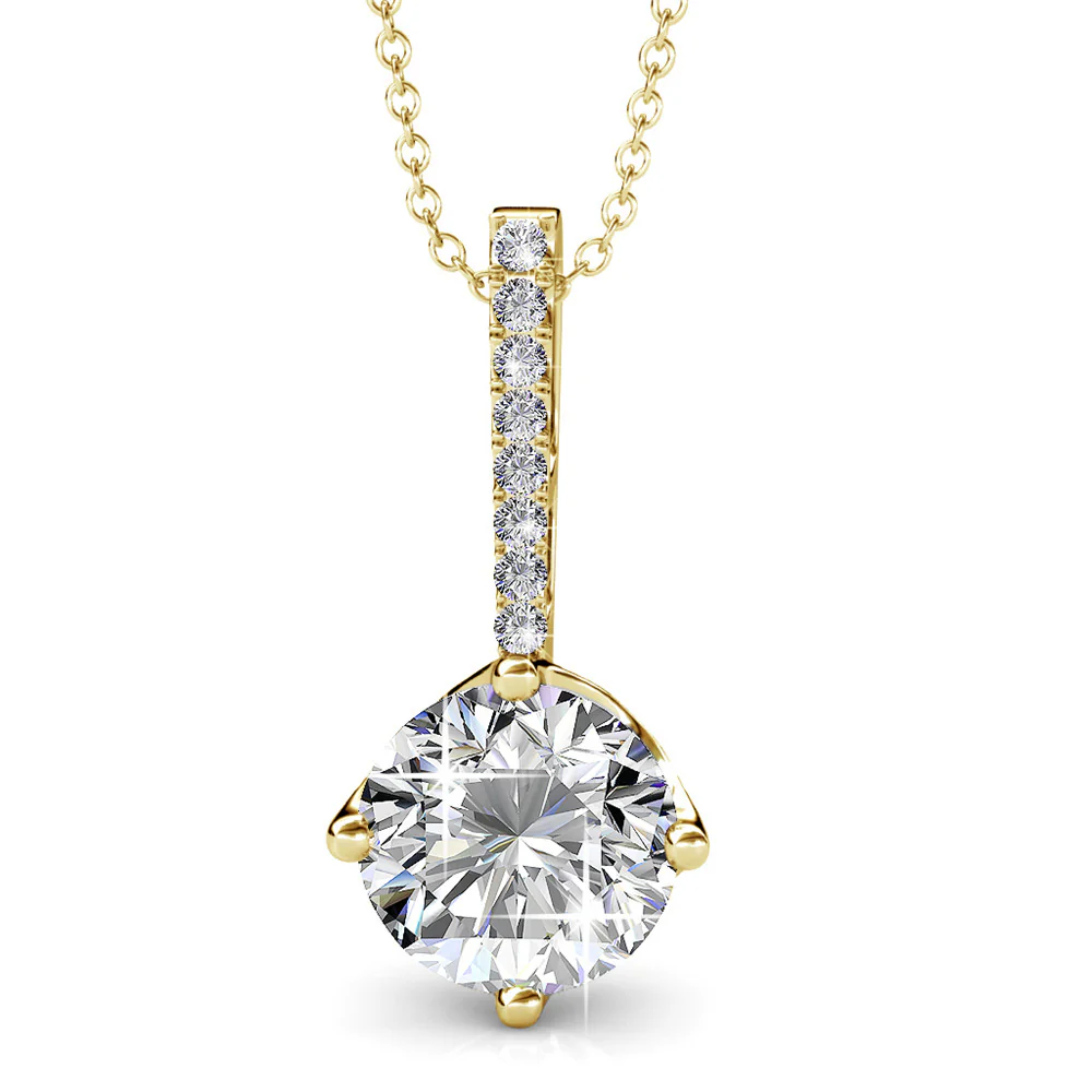Blythe 18k White Gold Plated Diamond Solitaire Pendant Necklace with Swarovski Crystals — Final Sale - Image 6