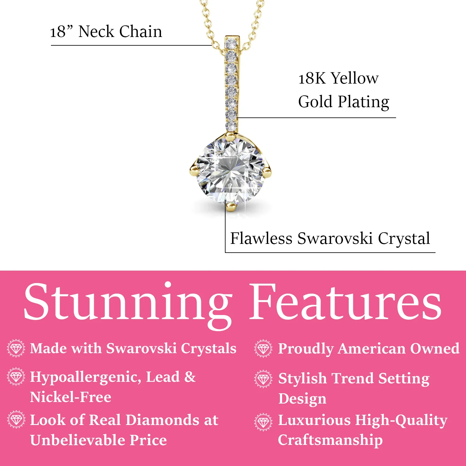 Blythe 18k White Gold Plated Diamond Solitaire Pendant Necklace with Swarovski Crystals — Final Sale - Image 7