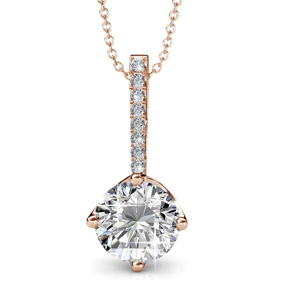 Blythe 18k White Gold Plated Diamond Solitaire Pendant Necklace with Swarovski Crystals — Final Sale - Image 8