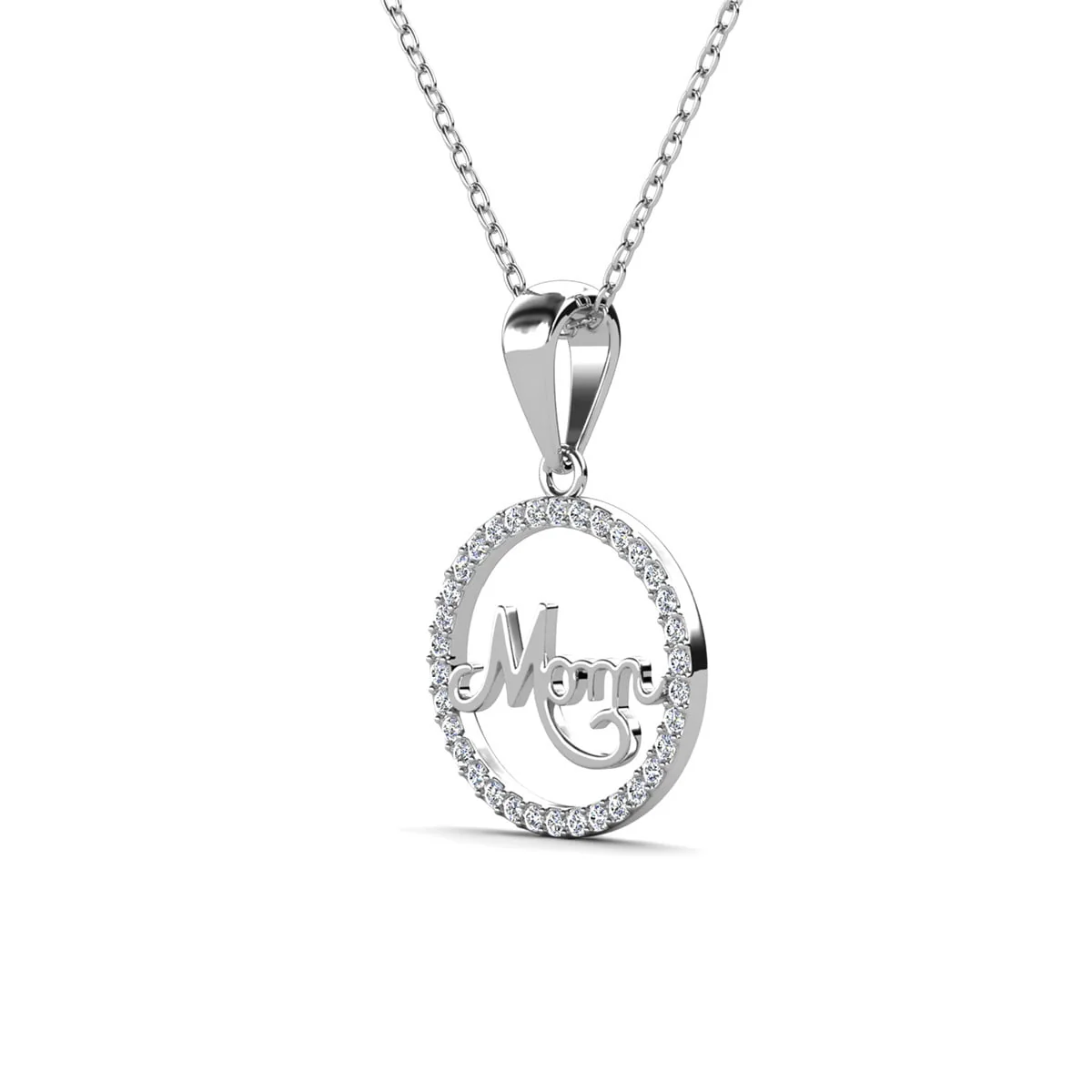 Brandy 18k White Gold Plated Circle Necklace with Swarovski Crystals & Heartfelt Message for Mom - Image 9