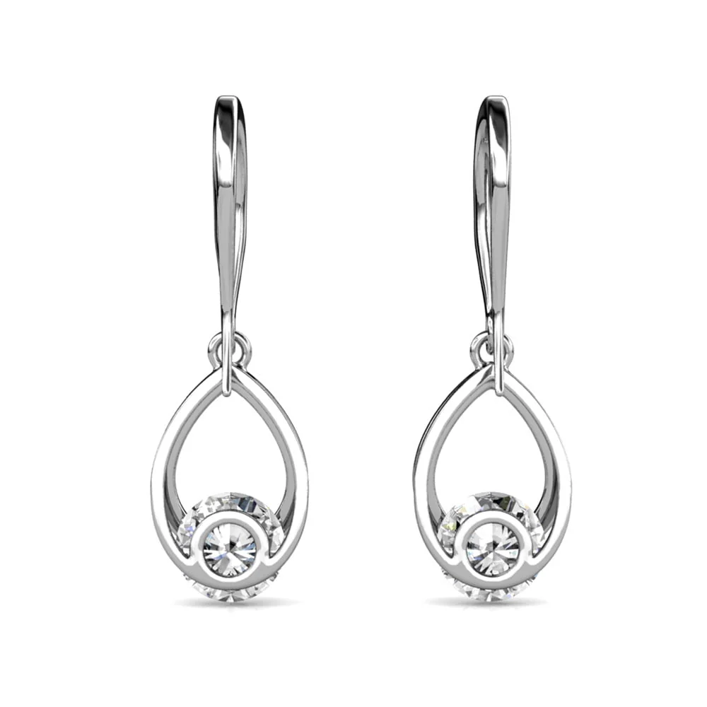 Brenda 18k White Gold Plated Drop Earrings with Swarovski Crystals - Image 7