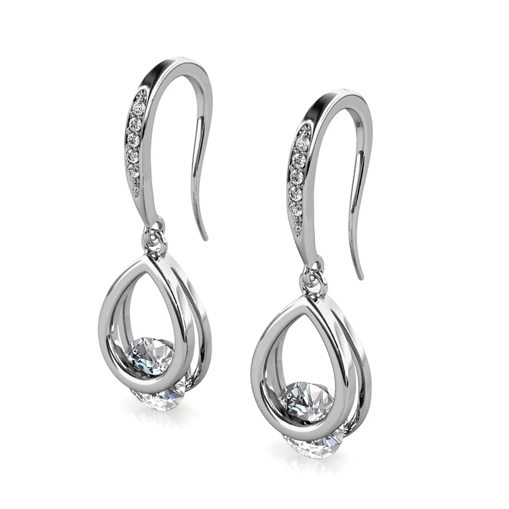 Brenda 18k White Gold Plated Drop Earrings with Swarovski Crystals - Image 8