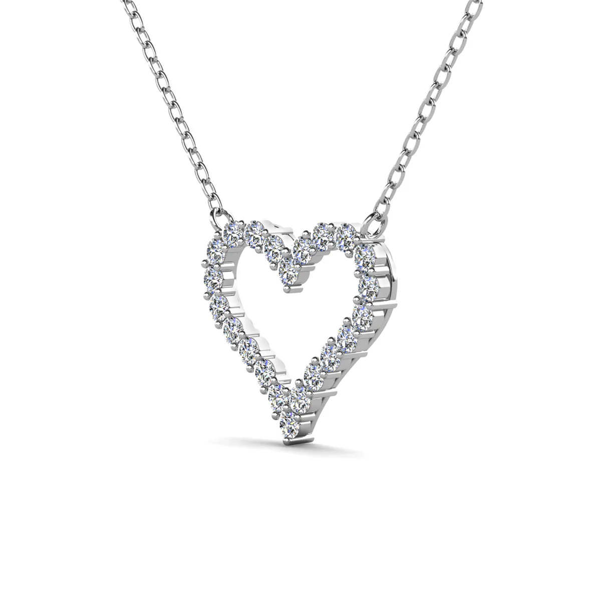 Bristol 18k White Gold Plated Heart Necklace with Swarovski Crystals - Image 8