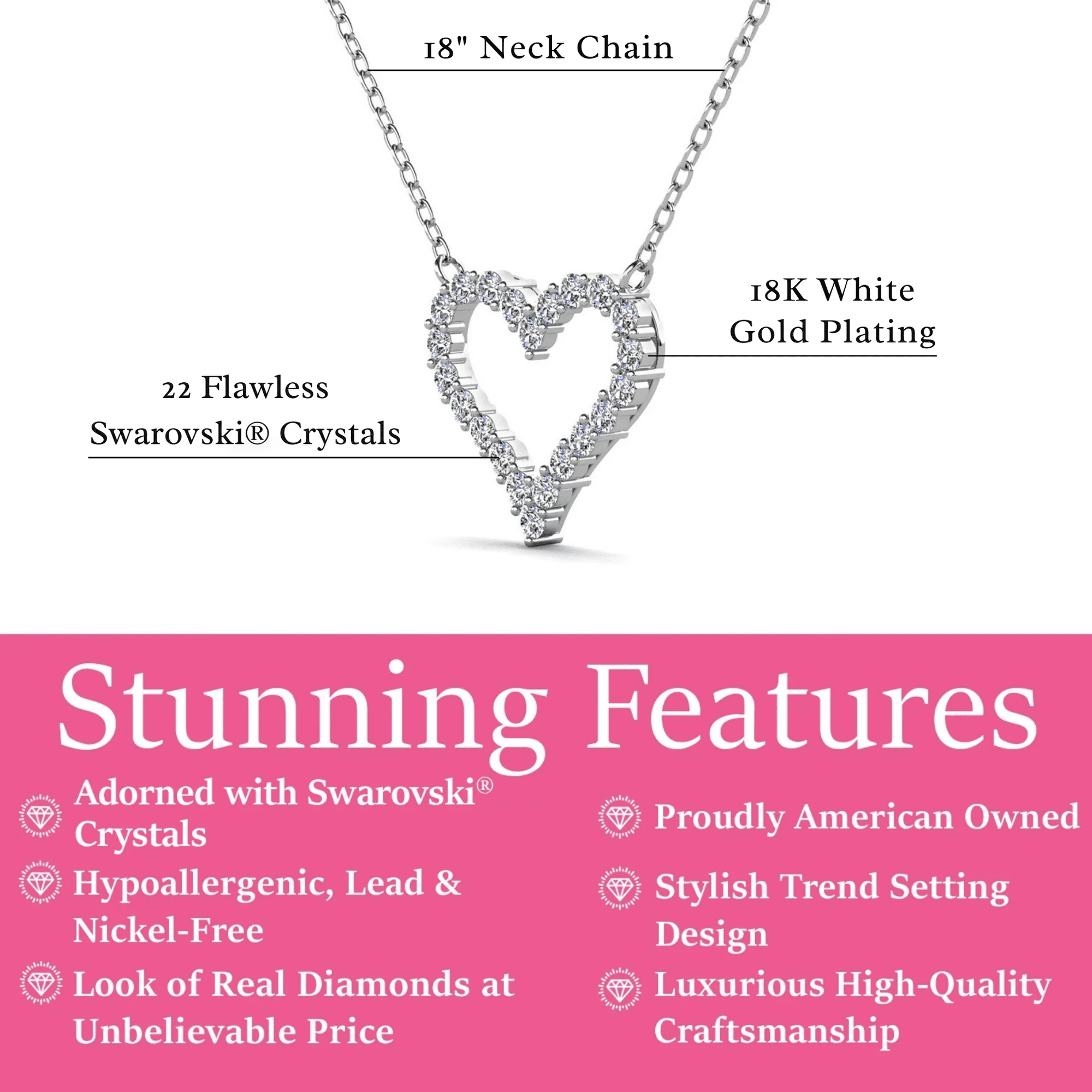 Bristol 18k White Gold Plated Heart Necklace with Swarovski Crystals & Heartfelt Message for Daughter - Image 4
