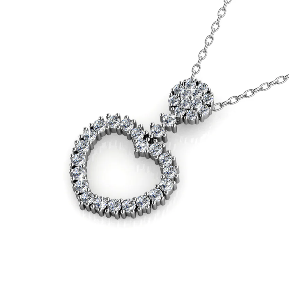 Brynn 18k White Gold Plated Heart Pendant Necklace with Swarovski Crystals - Image 10