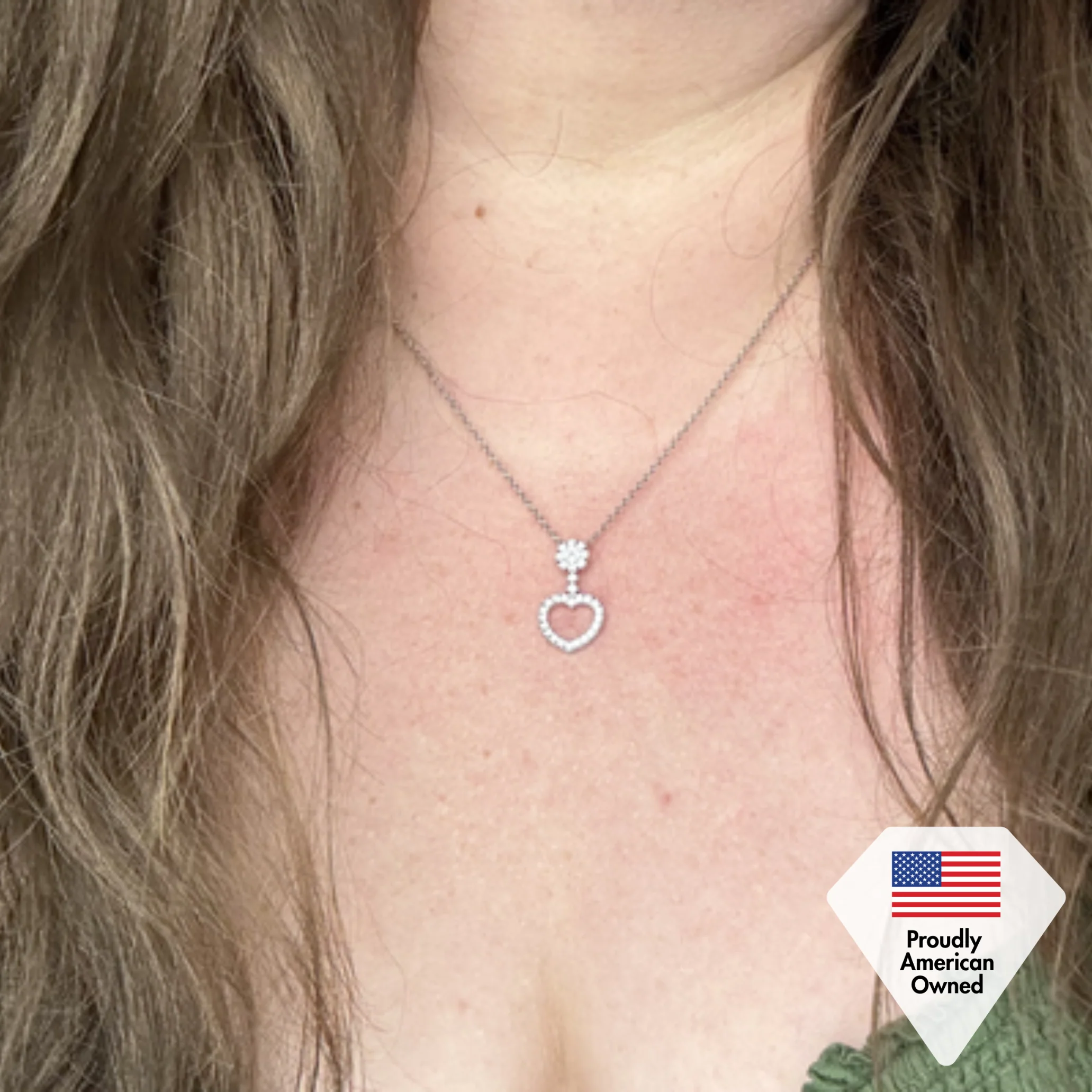 Brynn 18k White Gold Plated Heart Pendant Necklace with Swarovski Crystals - Image 6