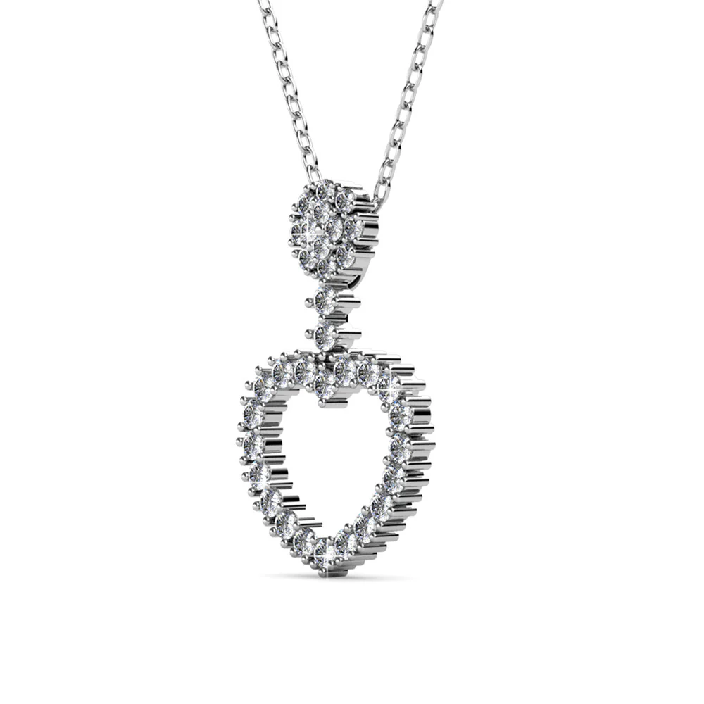 Brynn 18k White Gold Plated Heart Pendant Necklace with Swarovski Crystals - Image 8