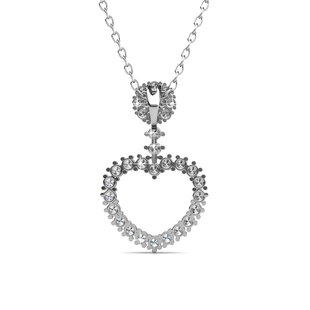 Brynn 18k White Gold Plated Heart Pendant Necklace with Swarovski Crystals - Image 9