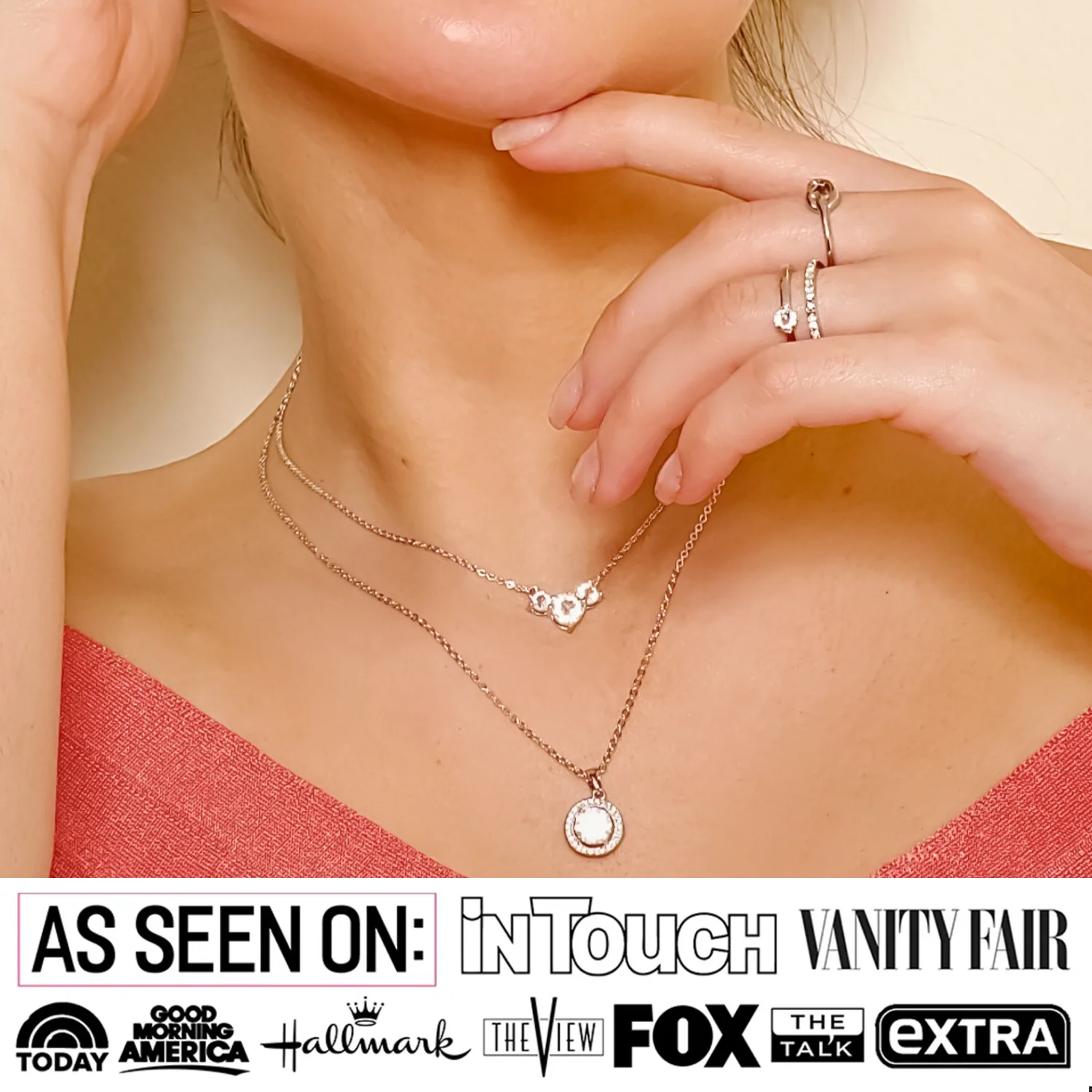 Calliope 18k White Gold Plated 3-Stone Pendant Necklace with Swarovski Crystals - Image 2