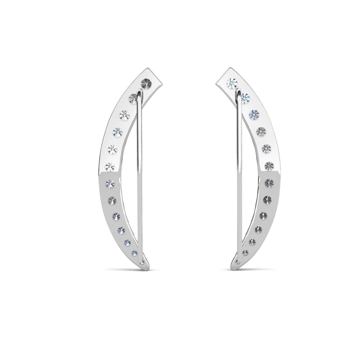Camila 18k White Gold Plated Ear Climber Earrings with Simulated Diamond Crystals - Image 11