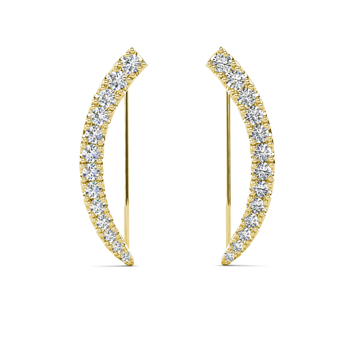 Camila 18k White Gold Plated Ear Climber Earrings with Simulated Diamond Crystals - Image 12