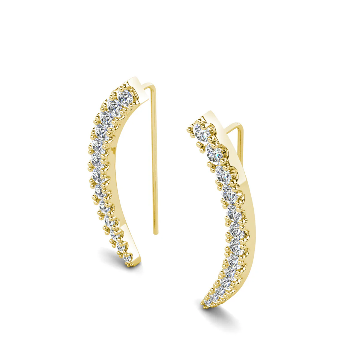 Camila 18k White Gold Plated Ear Climber Earrings with Simulated Diamond Crystals - Image 15