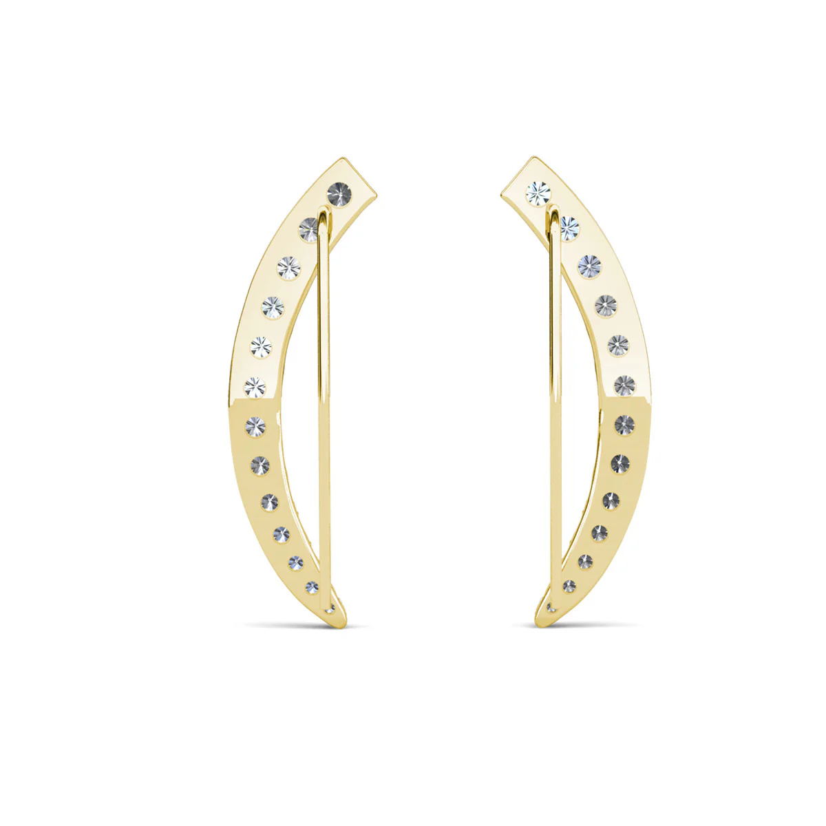 Camila 18k White Gold Plated Ear Climber Earrings with Simulated Diamond Crystals - Image 17