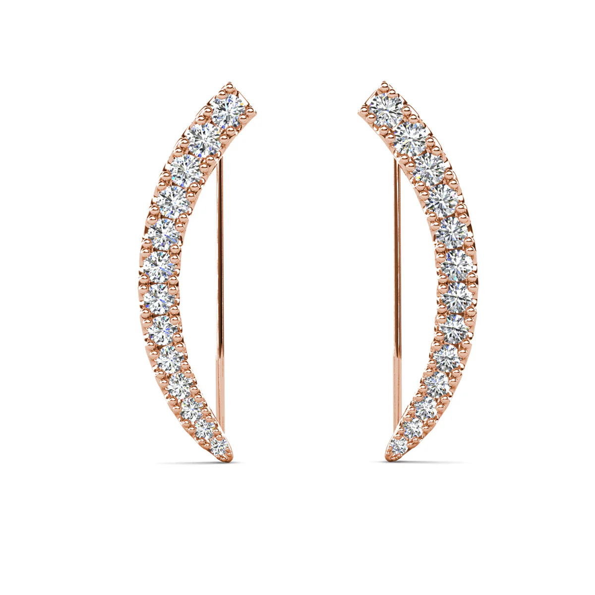Camila 18k White Gold Plated Ear Climber Earrings with Simulated Diamond Crystals - Image 18