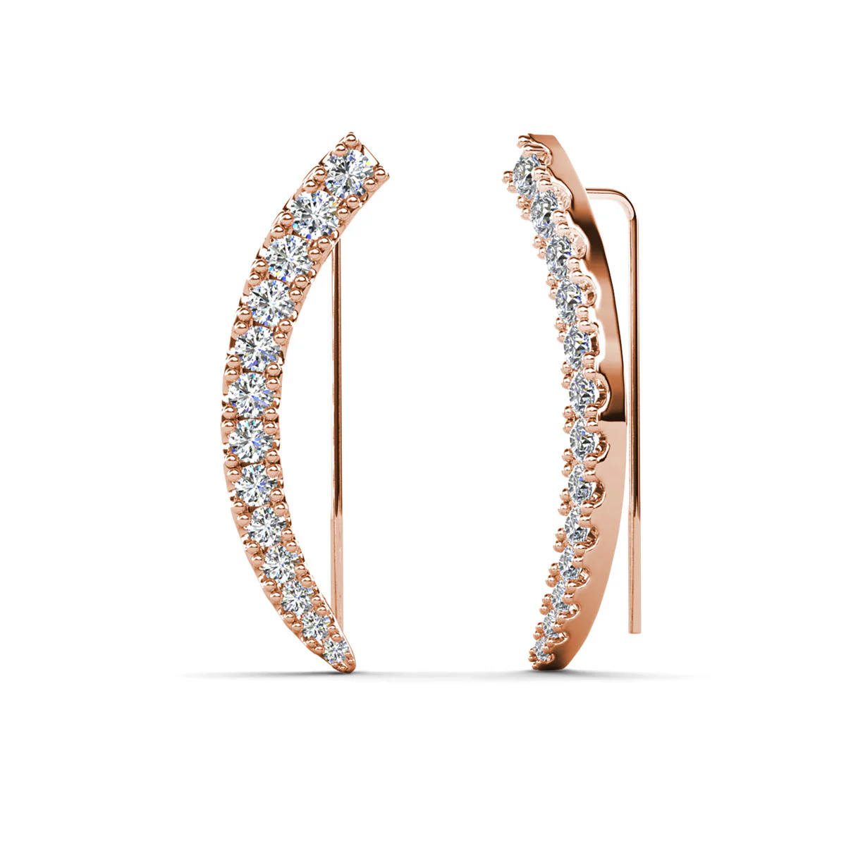 Camila 18k White Gold Plated Ear Climber Earrings with Simulated Diamond Crystals - Image 20