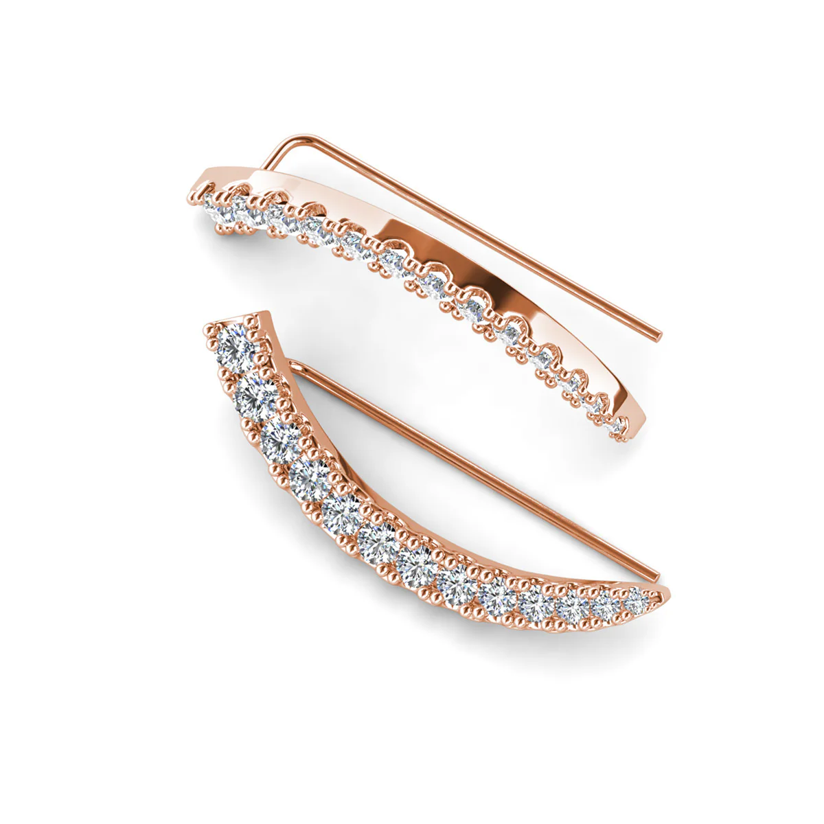 Camila 18k White Gold Plated Ear Climber Earrings with Simulated Diamond Crystals - Image 22