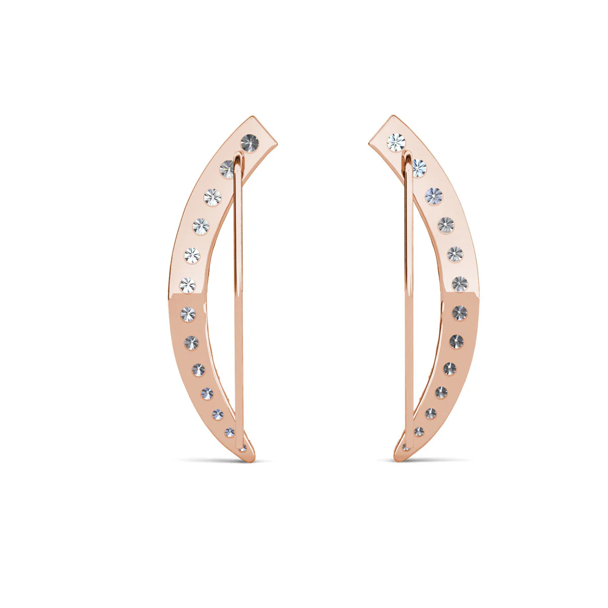 Camila 18k White Gold Plated Ear Climber Earrings with Simulated Diamond Crystals - Image 23
