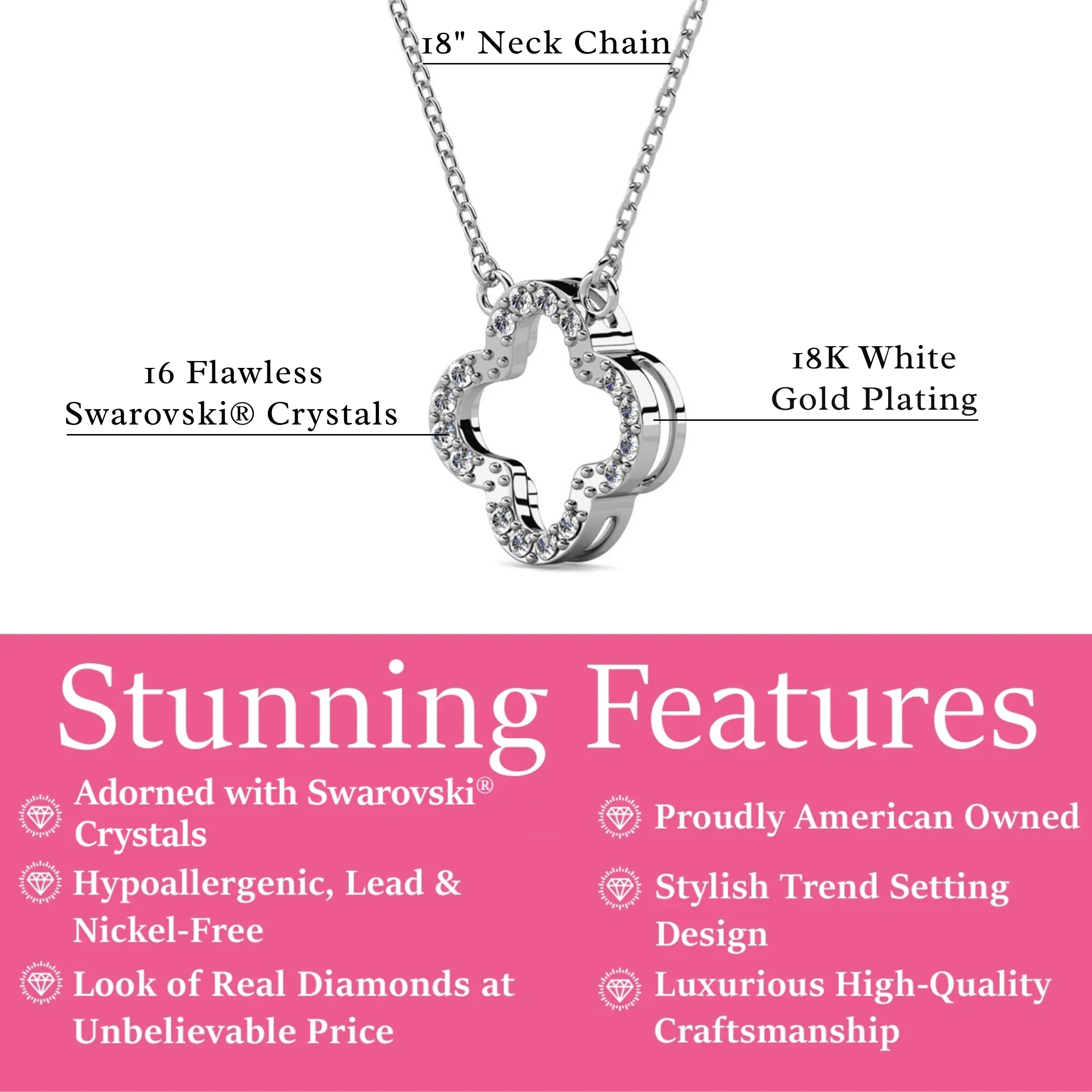 Cassandra 18k White Gold Plated Necklace with Swarovski Crystals - Image 3