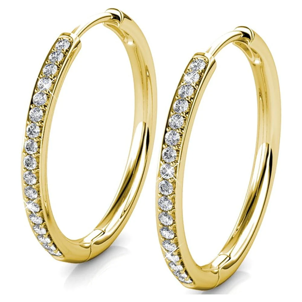 Bianca 18k White Gold Plated 25mm Silver Hoop Earrings with Swarovski Crystals - Image 13
