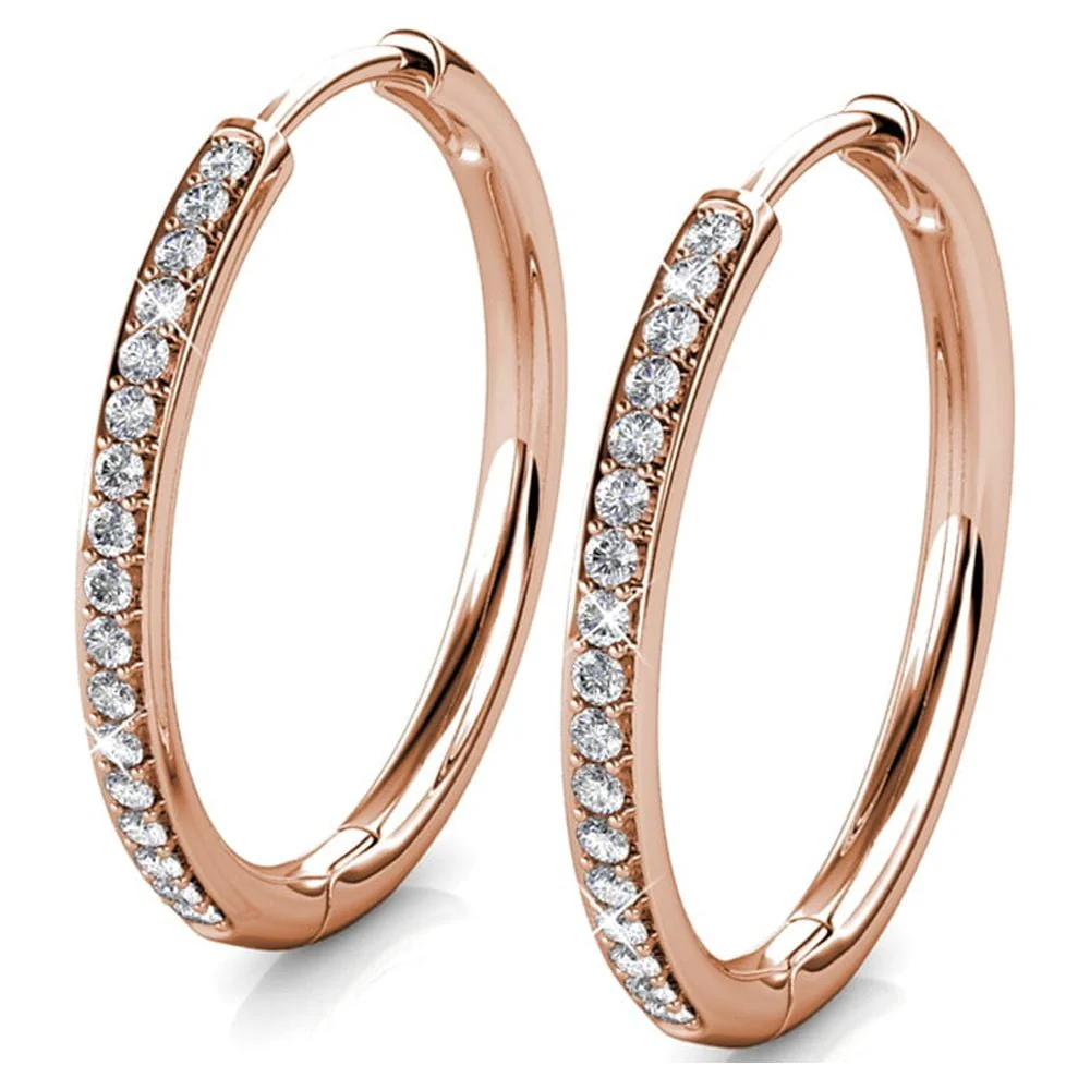 Bianca 18k White Gold Plated 25mm Silver Hoop Earrings with Swarovski Crystals - Image 17