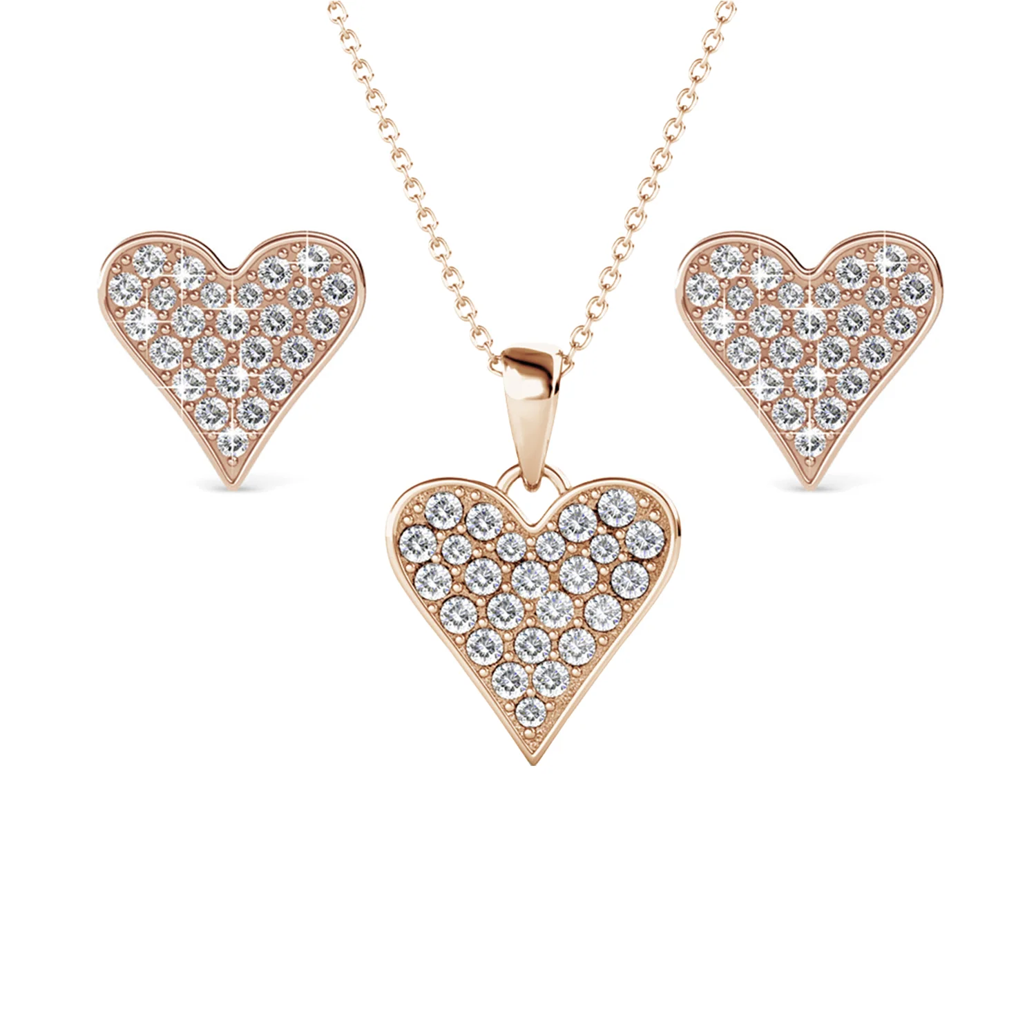 Cecilia 18k White Gold Heart Necklace and Stud Earrings Jewelry Set with Crystals - Image 14