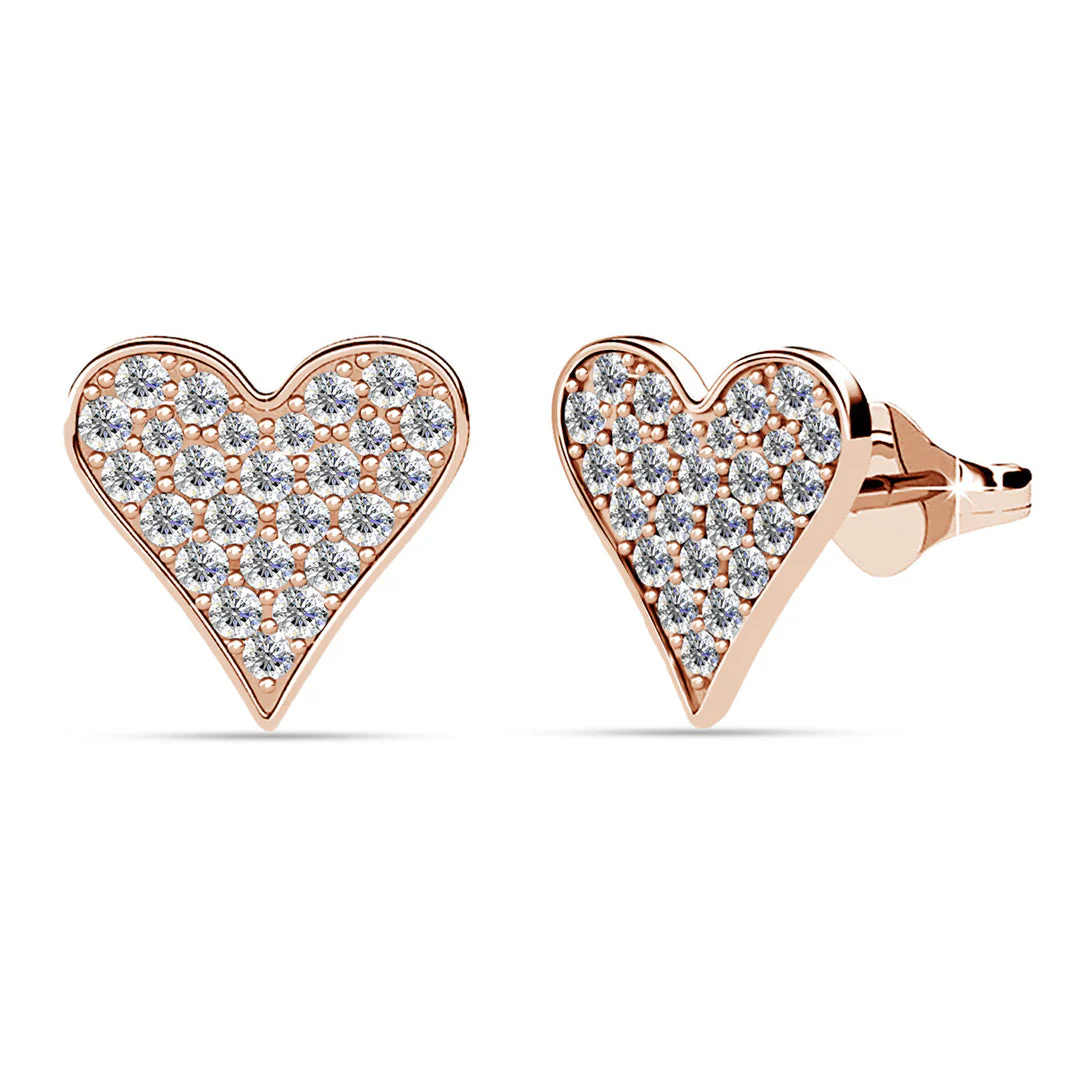 Cecilia 18k White Gold Heart Necklace and Stud Earrings Jewelry Set with Crystals - Image 16