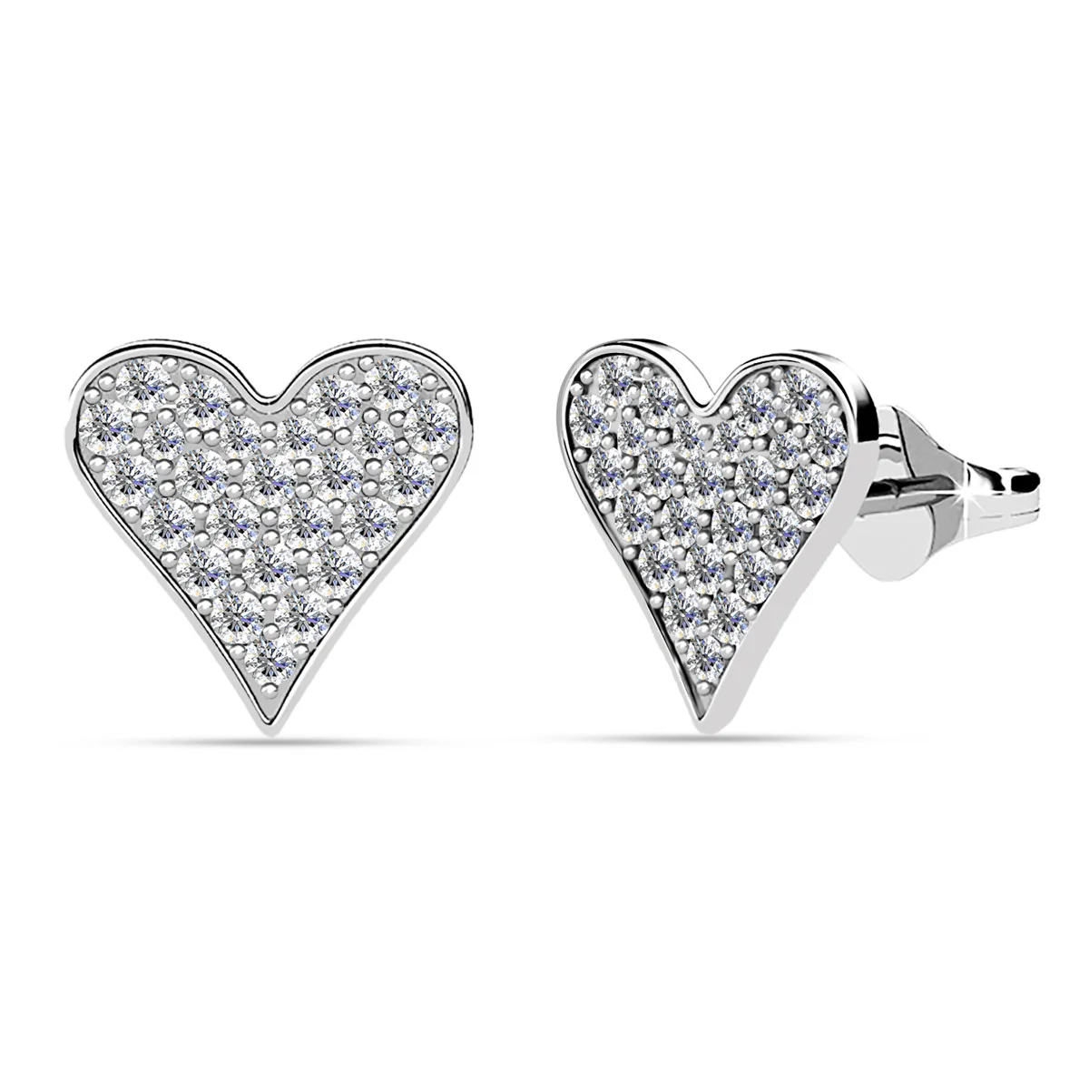 Cecilia 18k White Gold Heart Necklace and Stud Earrings Jewelry Set with Crystals - Image 7
