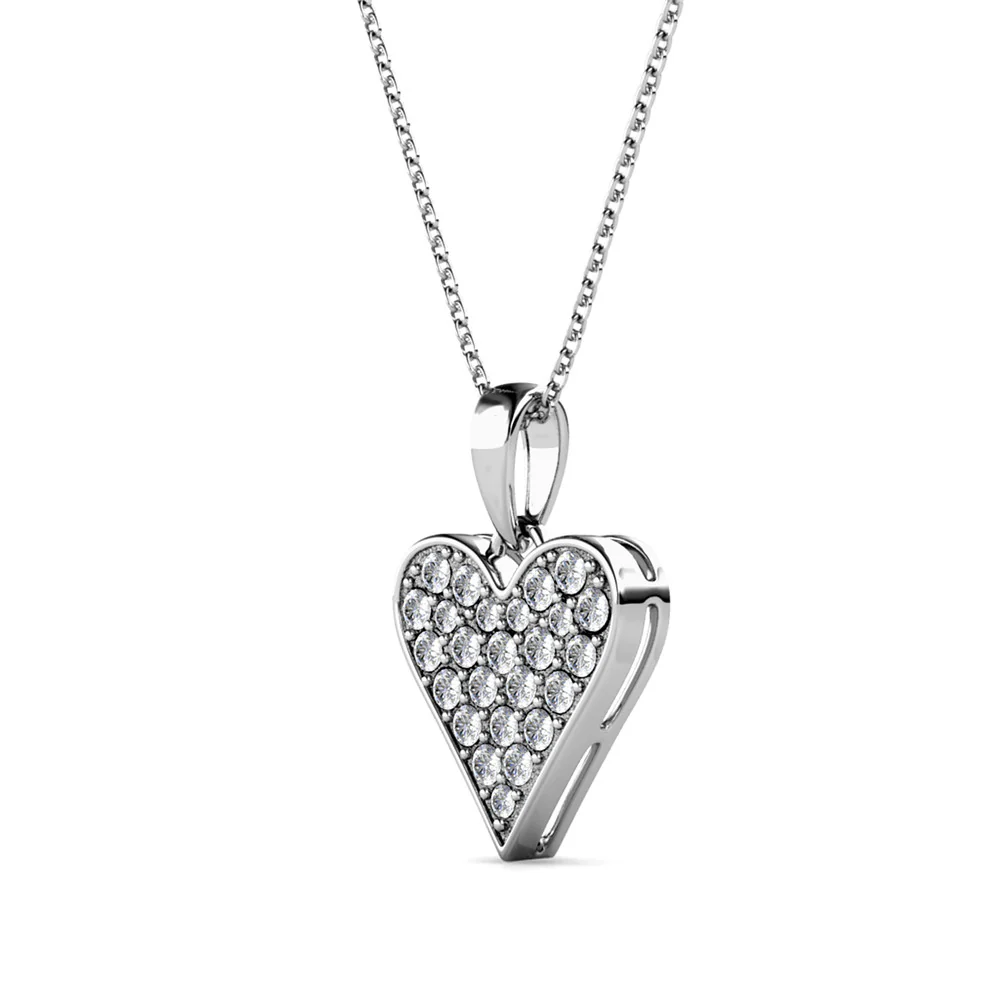 Cecilia 18k White Gold Plated Heart Pendant Necklace with Swarovski Crystals - Image 7