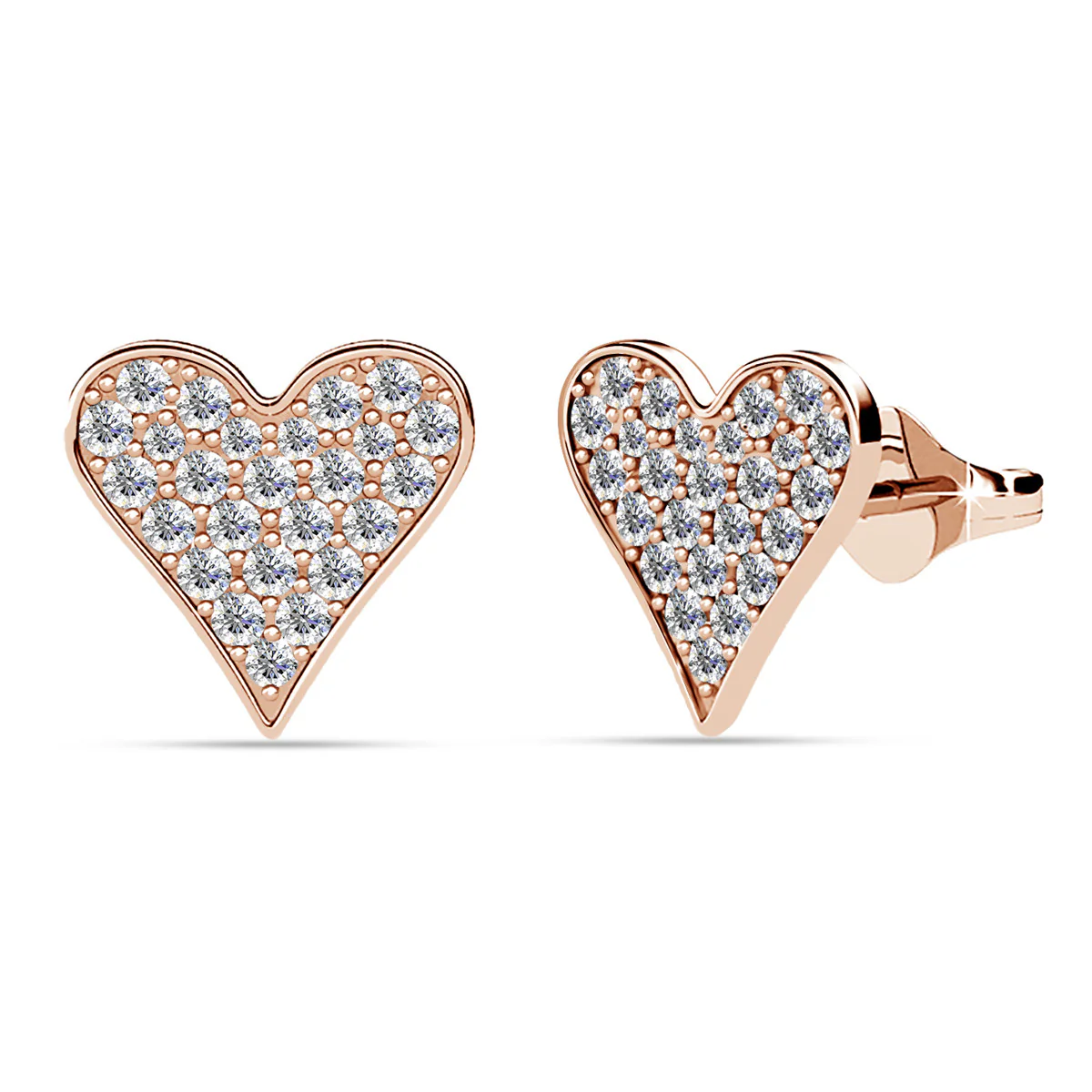 Cecilia 18k White Gold Plated Silver Heart Stud Earrings with Swarovski Crystals - Image 15