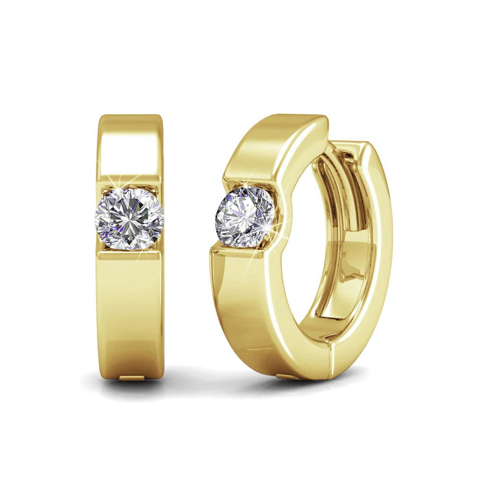 Charlie 18k White Gold Plated 14mm Hoop Earrings with Round Swarovski Crystals - Image 10