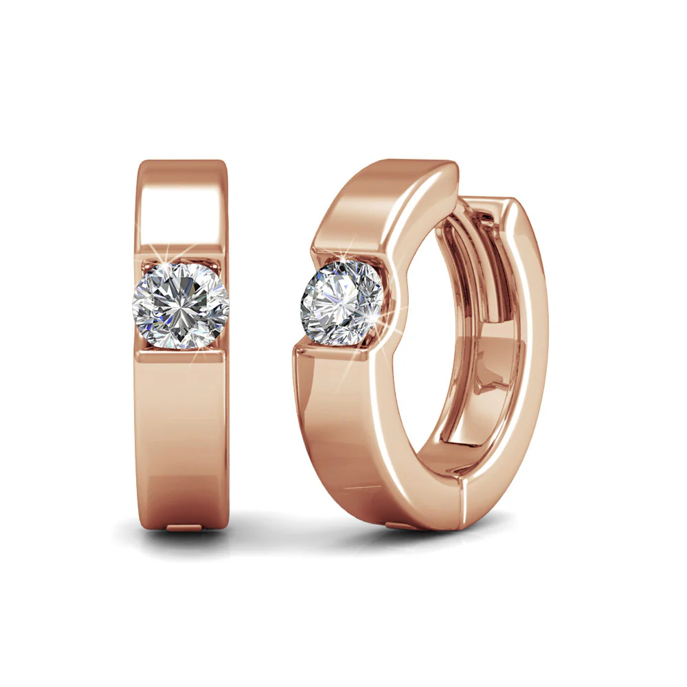 Charlie 18k White Gold Plated 14mm Hoop Earrings with Round Swarovski Crystals - Image 14