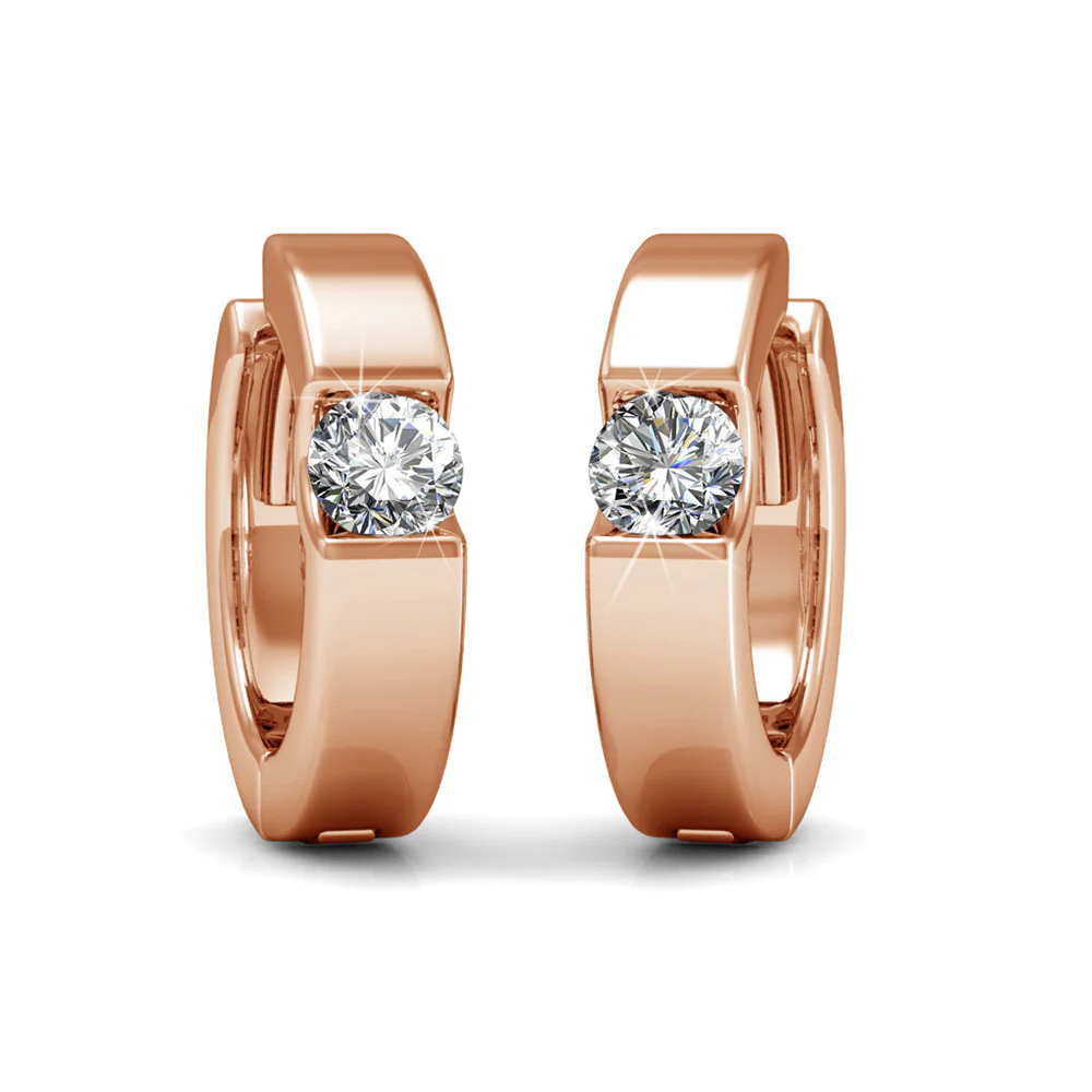 Charlie 18k White Gold Plated 14mm Hoop Earrings with Round Swarovski Crystals - Image 17
