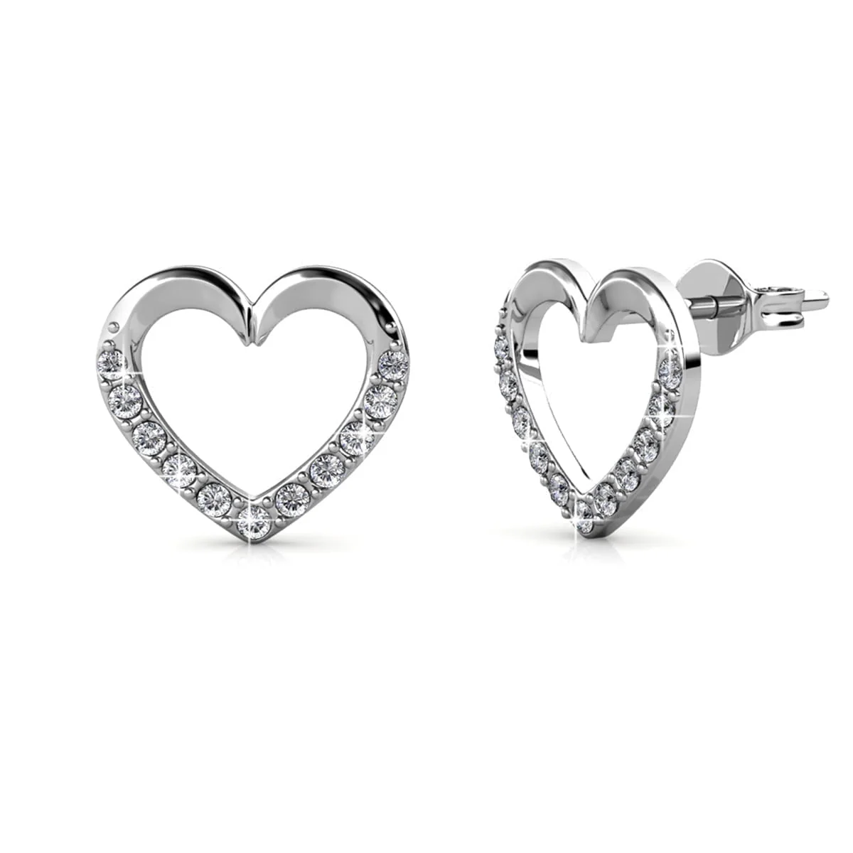 Chelsea 18k White Gold Plated Silver Heart Necklace and Earring Set with Swarovski Crystals - Image 8