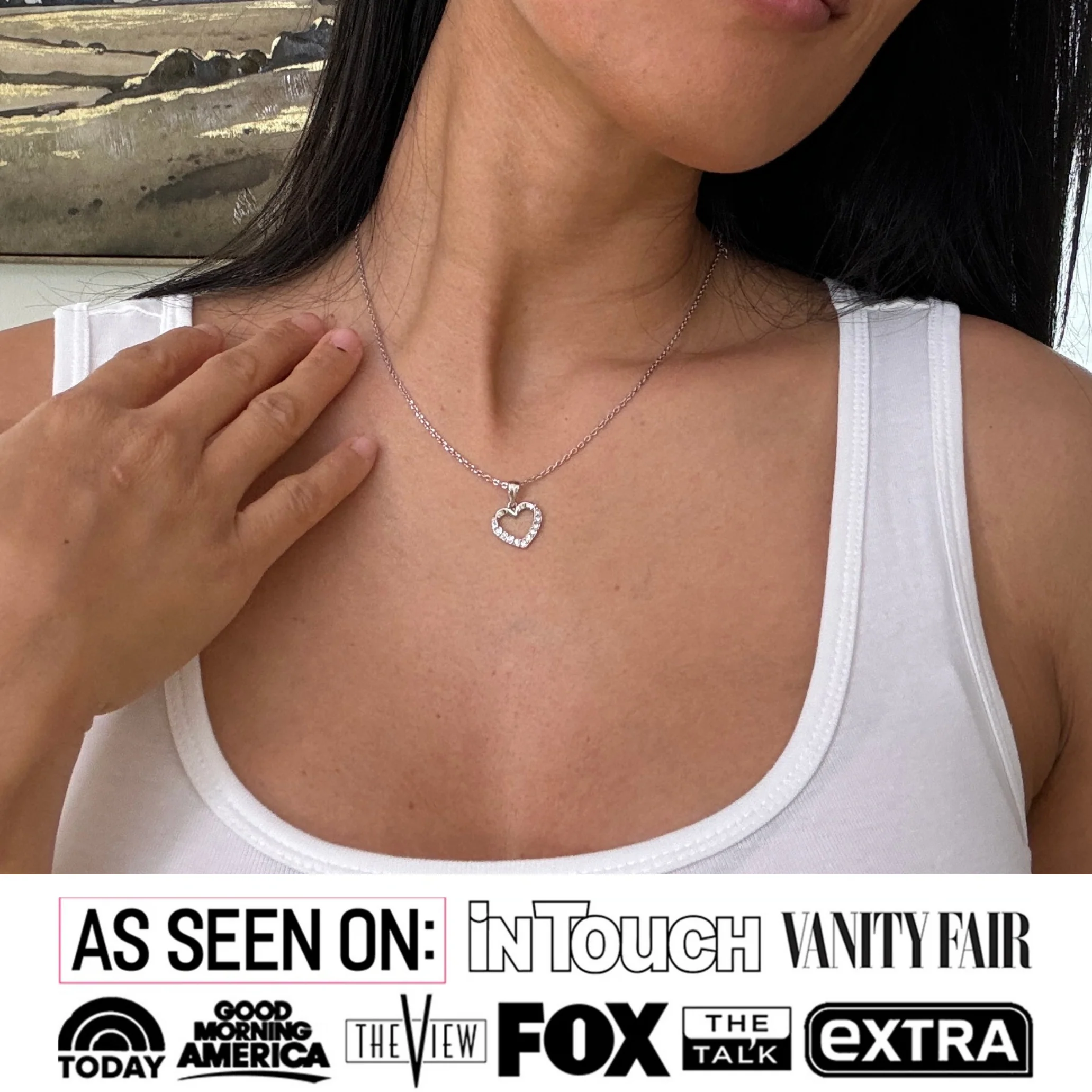 Chelsea 18k White Gold Plated Silver Heart Necklace with Swarovski Crystals - Image 2