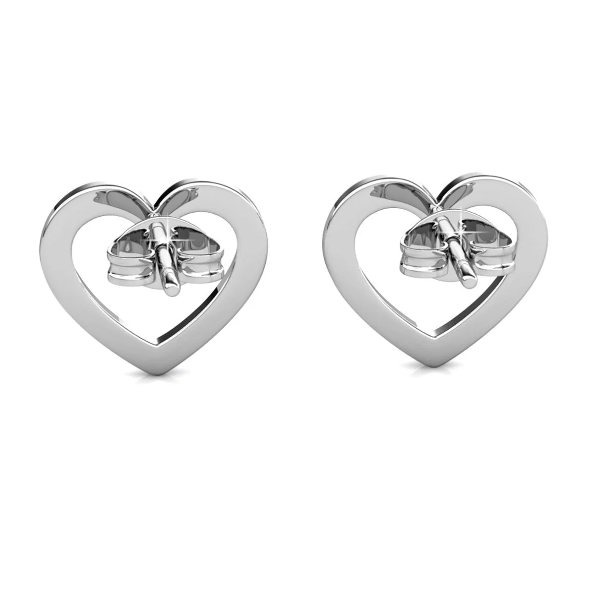 Chelsea 18k White Gold Plated Silver Heart Stud Earrings with Swarovski Crystals - Image 9