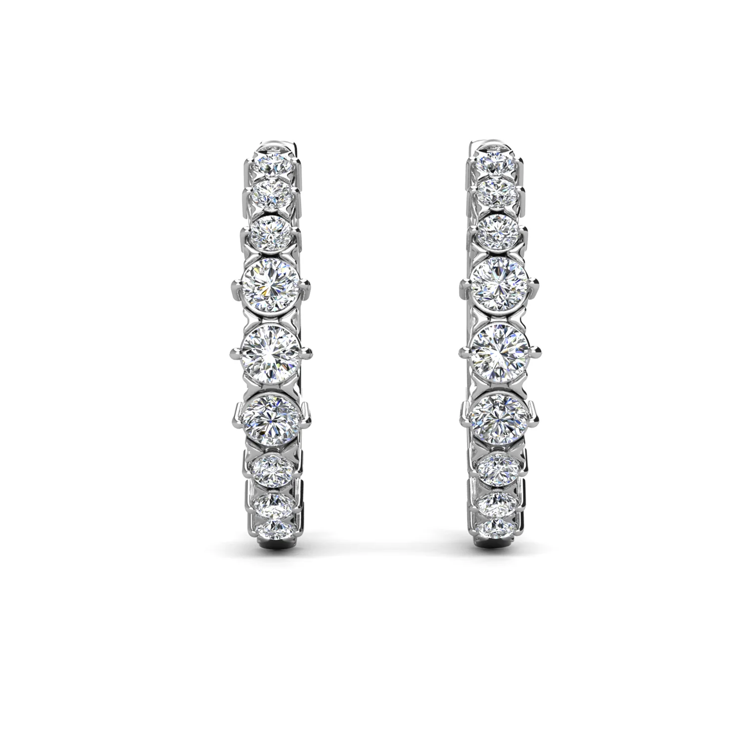 Claire 18k White Gold Plated 20mm Hoop Earrings with Swarovski Crystals - Image 7