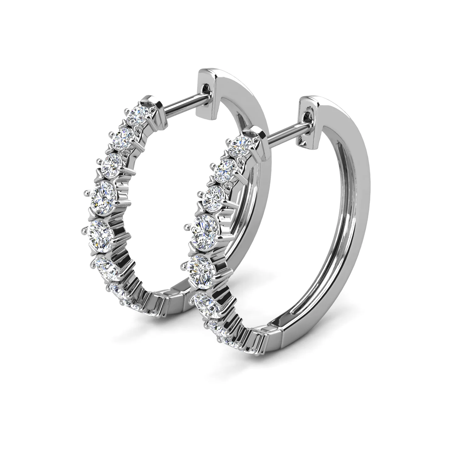 Claire 18k White Gold Plated 20mm Hoop Earrings with Swarovski Crystals - Image 9