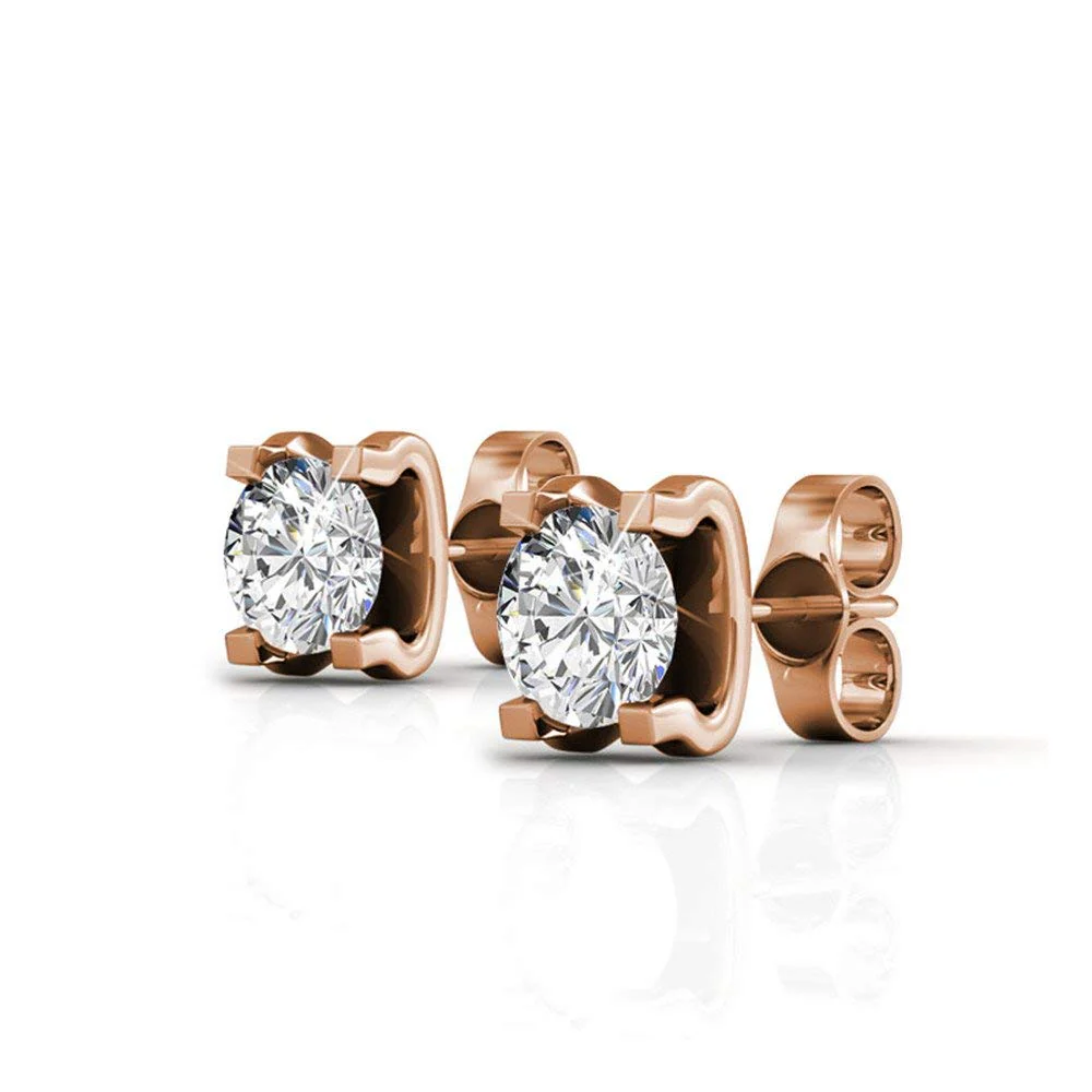 Clara 18k Gold Plated Stud Earrings with Solitaire Round Cut Swarovski Crystal — Final Sale - Image 11