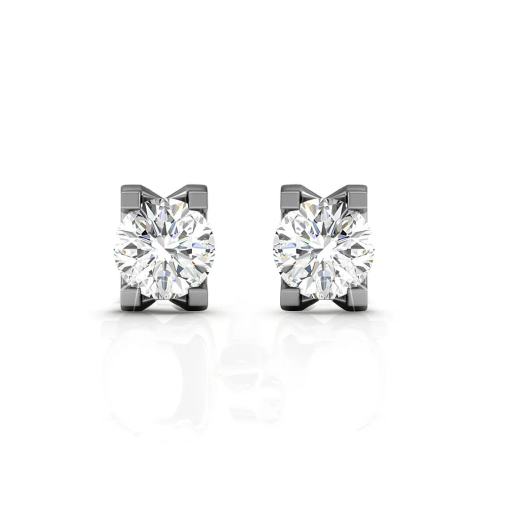 Clara 18k Gold Plated Stud Earrings with Solitaire Round Cut Swarovski Crystal — Final Sale - Image 7