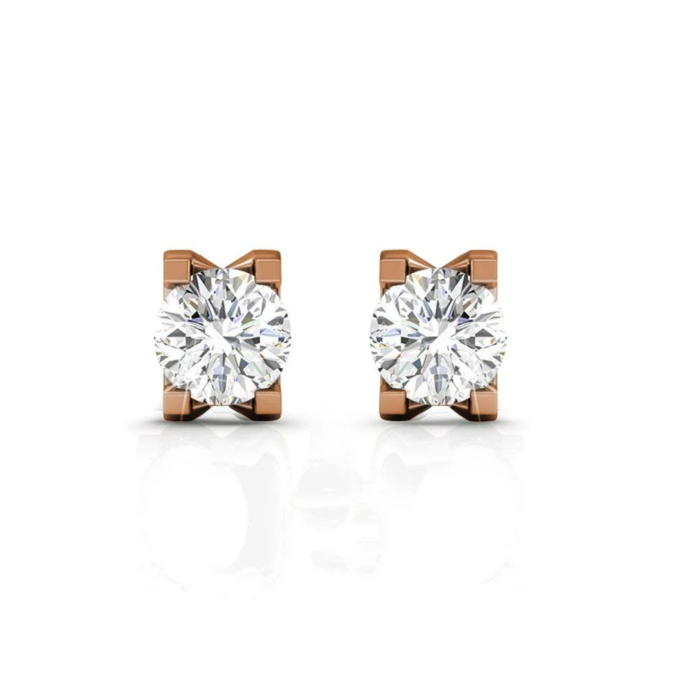 Clara 18k Gold Plated Stud Earrings with Solitaire Round Cut Swarovski Crystal — Final Sale - Image 9