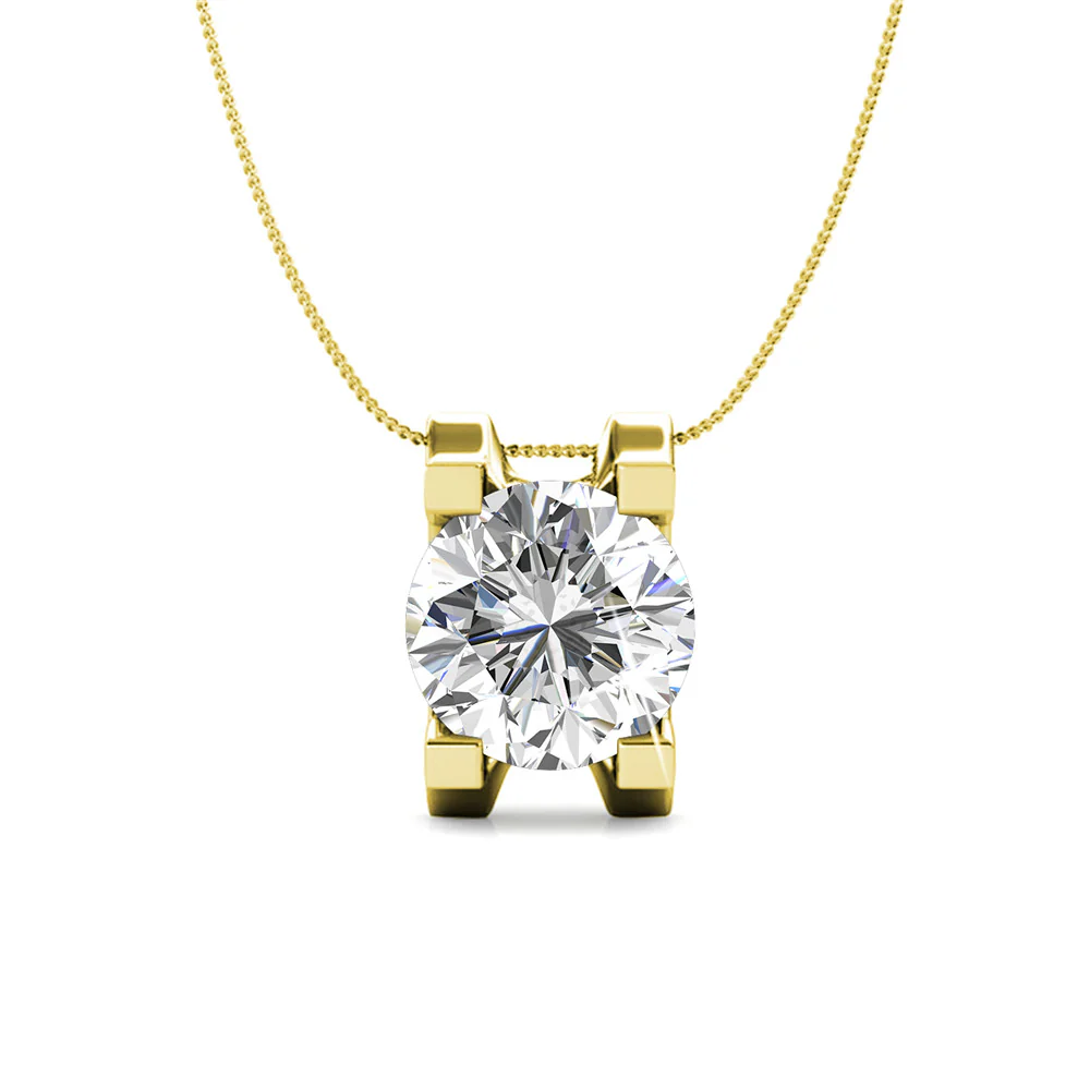 Clara 18k White Gold Plated Pendant Necklace with Solitaire Round Cut Swarovski Crystal - Image 7