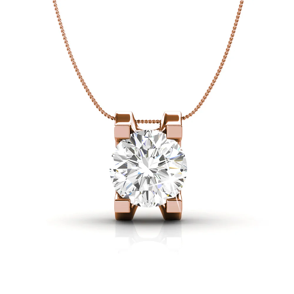 Clara 18k White Gold Plated Pendant Necklace with Solitaire Round Cut Swarovski Crystal - Image 9